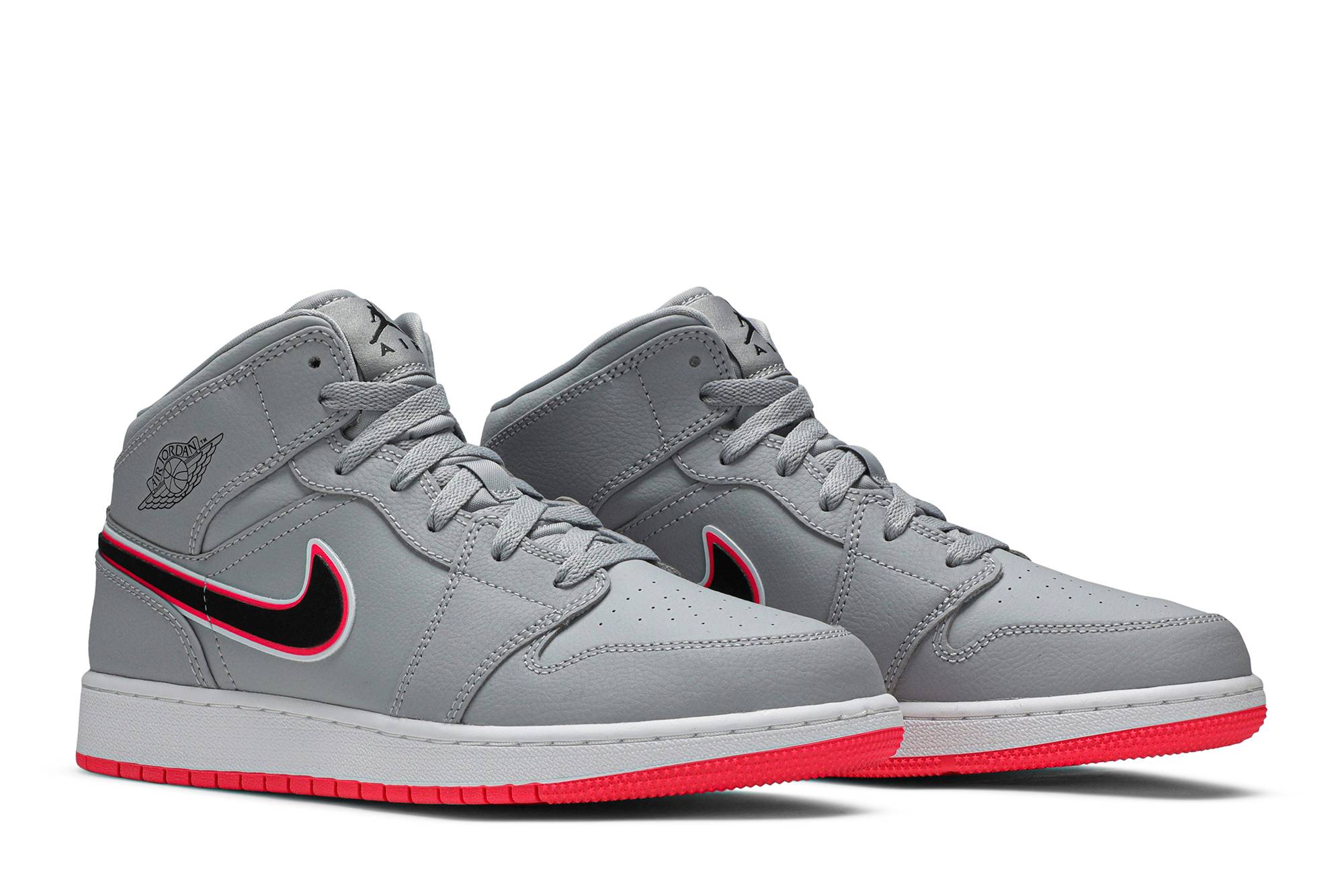 (Grade School) Air Jordan 1 Mid ‘Wolf Grey Pink’ 555112-060